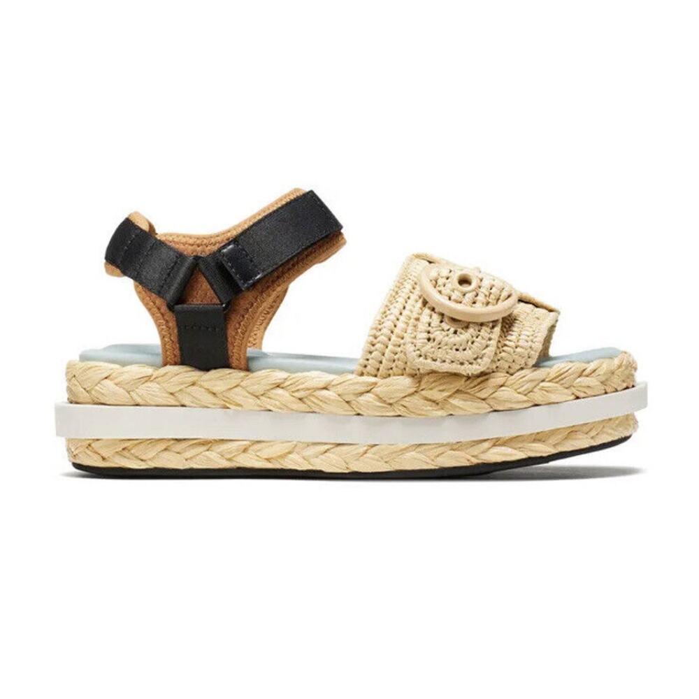 Kate Spade Acapulco Raffia Platform Sandals Natural Gingerbread Women's Size 9B - Picture 2 of 12